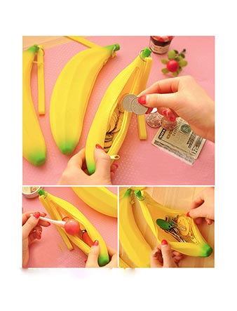 oem ペンケース 可愛い オリジナル バナナ文房具 シリコン素材 コインケース 製作 小売 卸売 筆箱作り
